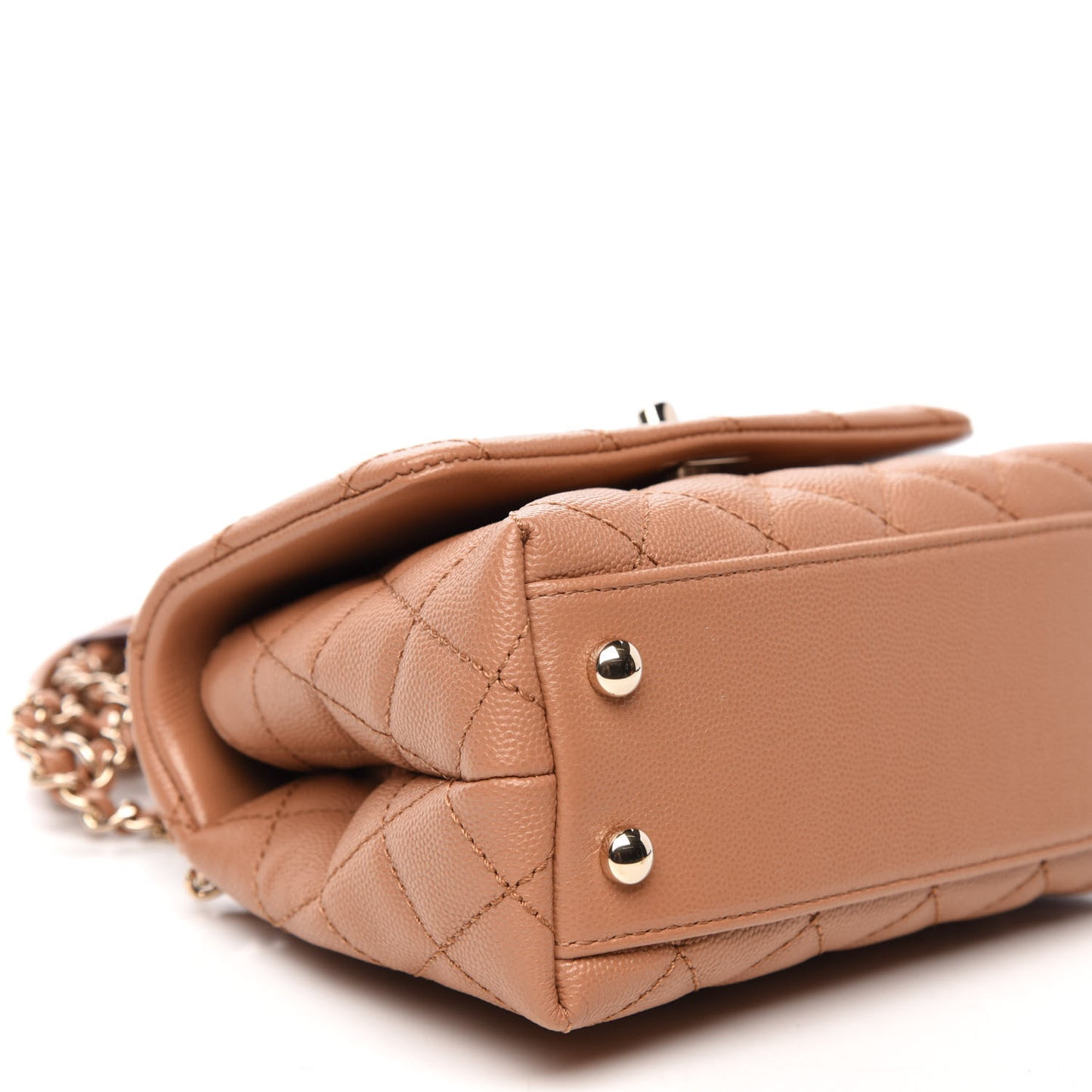 Caviar Lizard Embossed Quilted Extra Mini Coco Handle Flap Brown