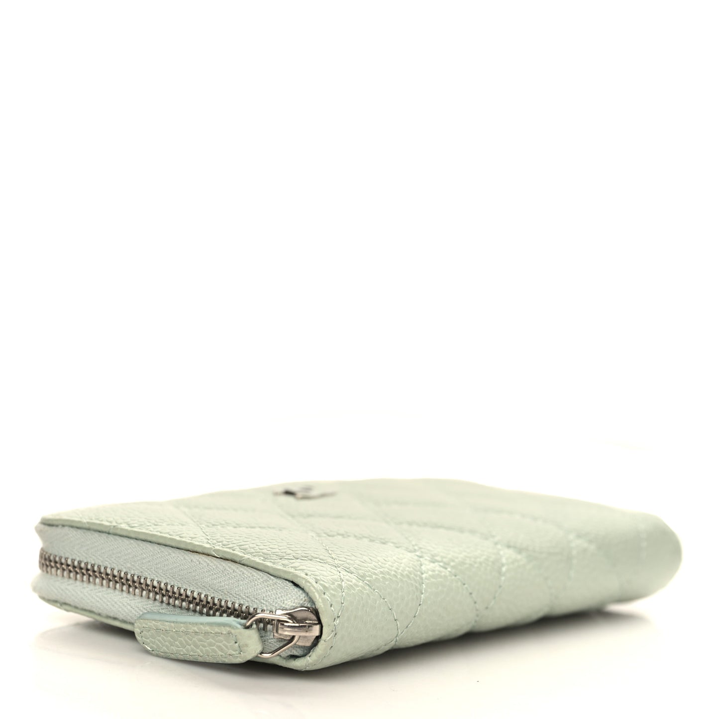 Caviar Quilted Small Zip Around Wallet Light Green