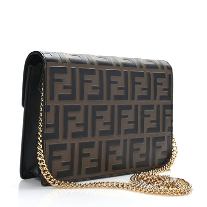 Fendi Vitello Cruise F is Fendi Bi-Color FF 1974 Embossed Medium Envelope Wallet On Chain Black Maya 3 of 8