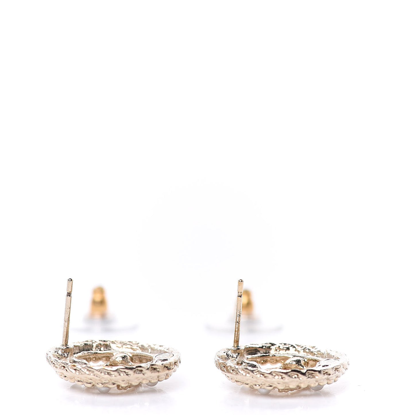 Pearl CC Round Rope Earrings Gold