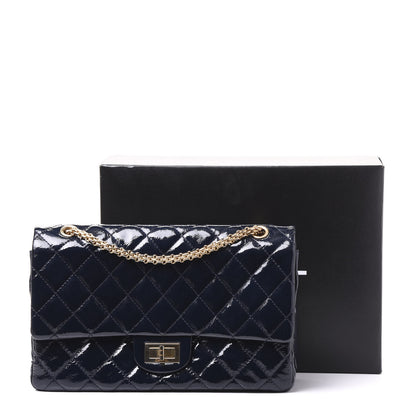 Chanel Distressed Patent Quilted 2.55 Reissue 227 Flap Dark Blue 10 of 10