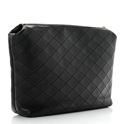 Saint Laurent Lambskin Quilted Gaby Cosmetic Pouch Black 3 of 7