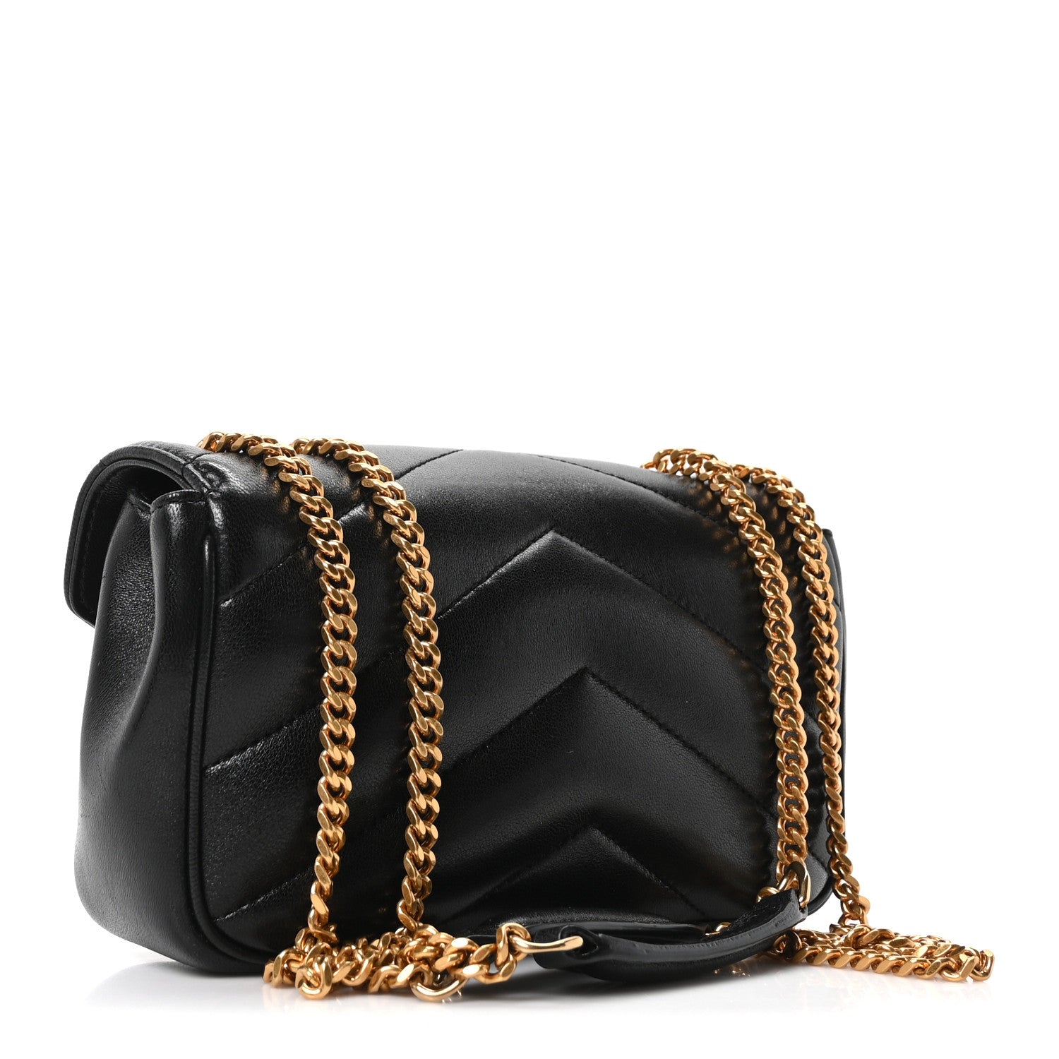 Saint Laurent Lambskin Chevron Quilted Mini LouLou Black 4 of 11