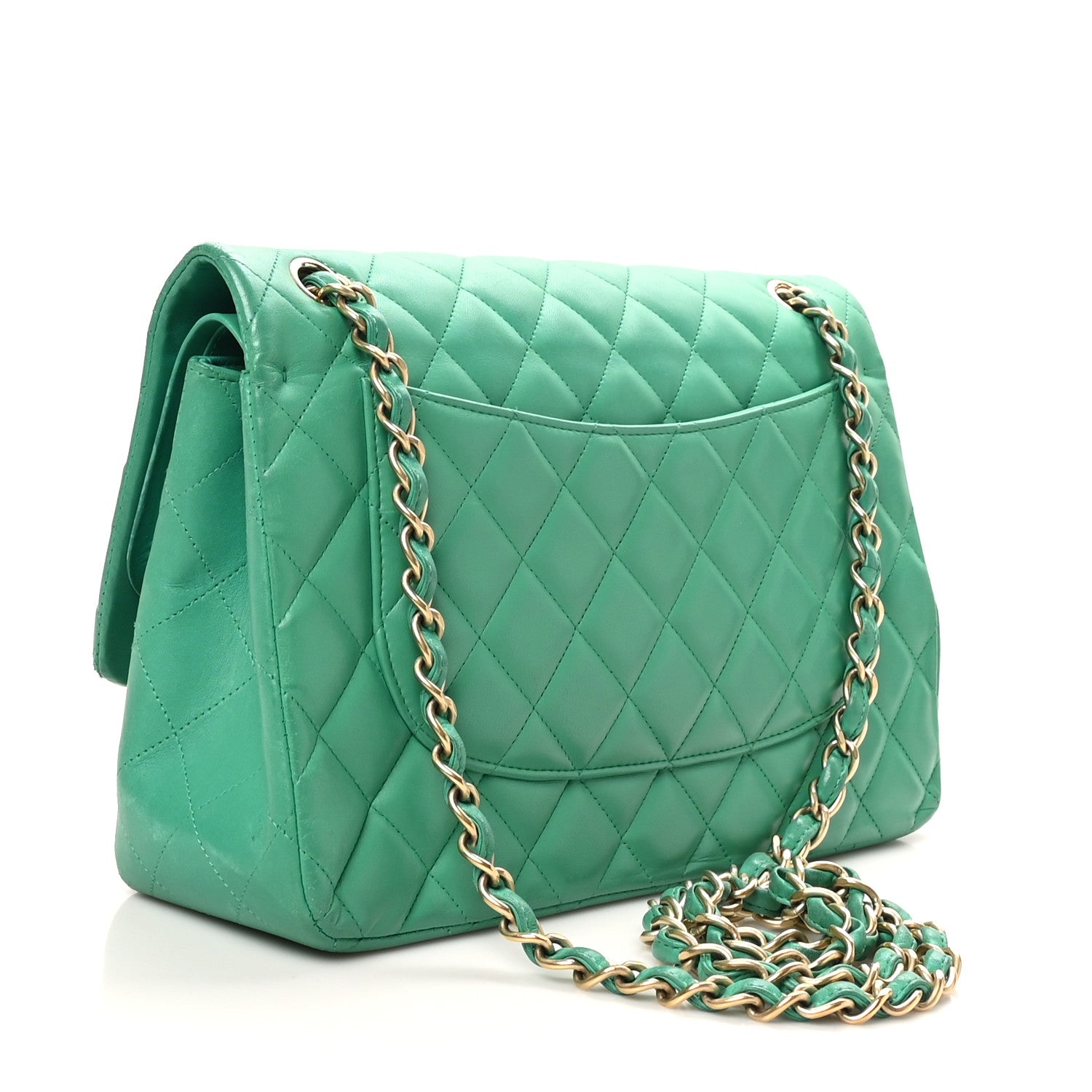Chanel Lambskin Quilted Jumbo Double Flap Green 3 of 11