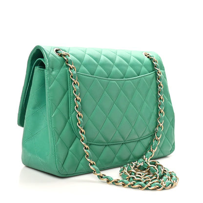 Chanel Lambskin Quilted Jumbo Double Flap Green 3 of 11