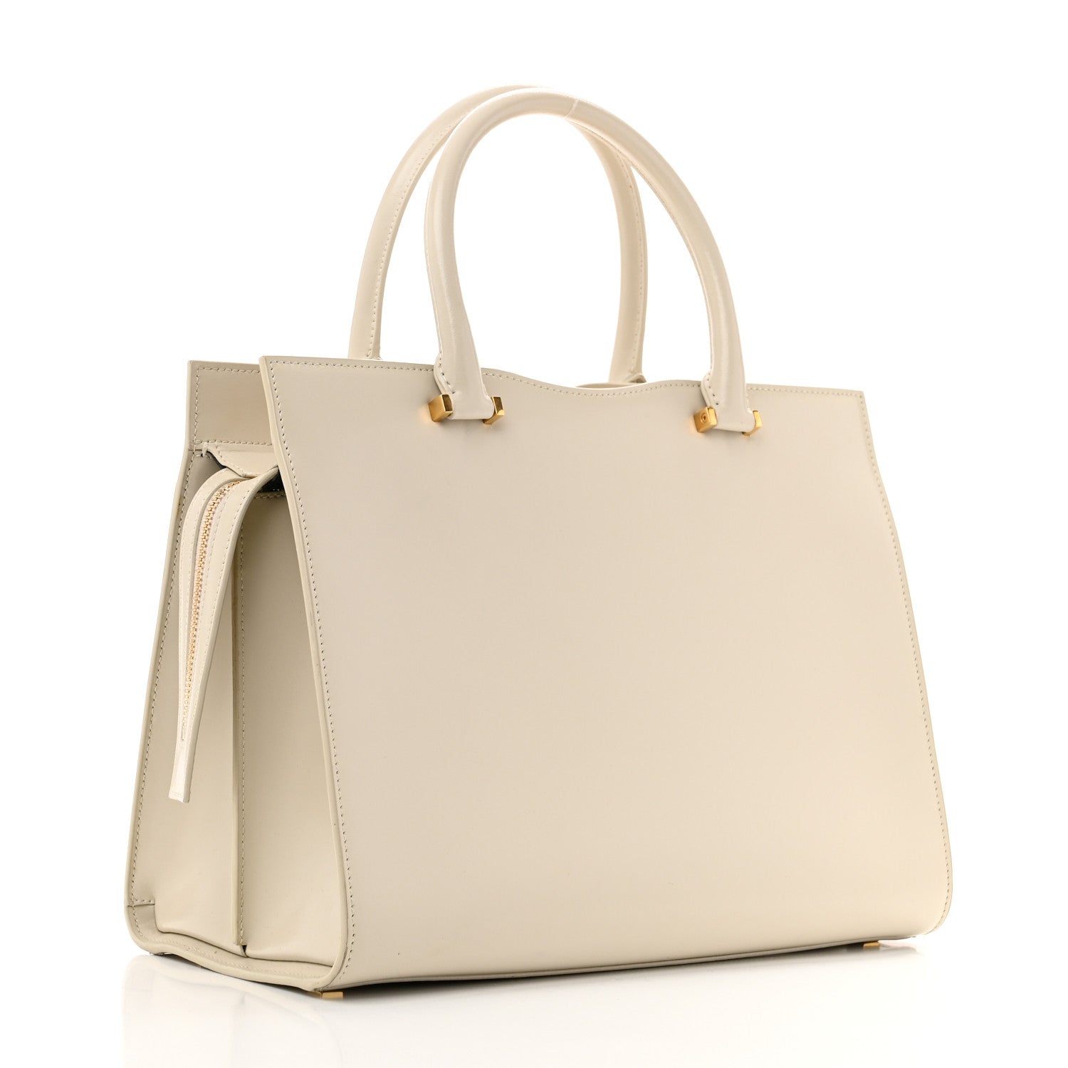 Saint Laurent Shiny Calfskin Medium Uptown Tote White 3 of 13
