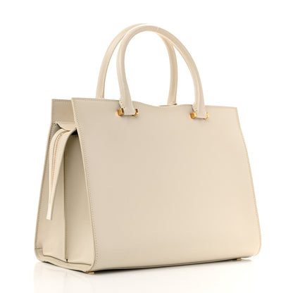 Saint Laurent Shiny Calfskin Medium Uptown Tote White 3 of 13