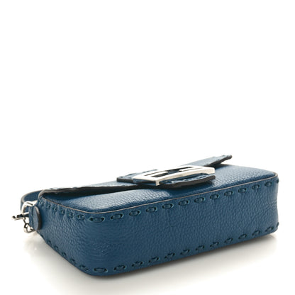 Fendi Cuoio Roma Sellerissima Nappa Sintetica Tape Stitch Mini Baguette Placca Argento 4 of 9