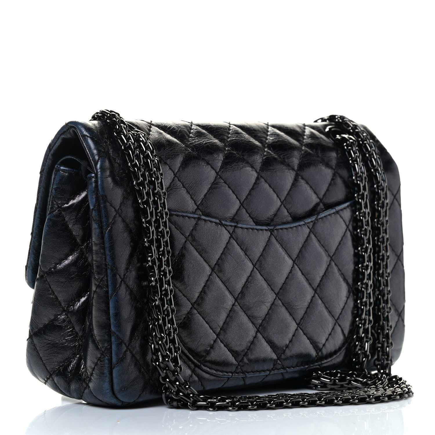 Chanel Glazed Aged Calfskin Quilted 2.55 Reissue 225 Flap So Black 2 of 7