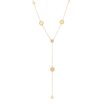 Roberto Coin 18K Yellow Gold Diamond Barocco Braid Y Drop Necklace 1 of 5