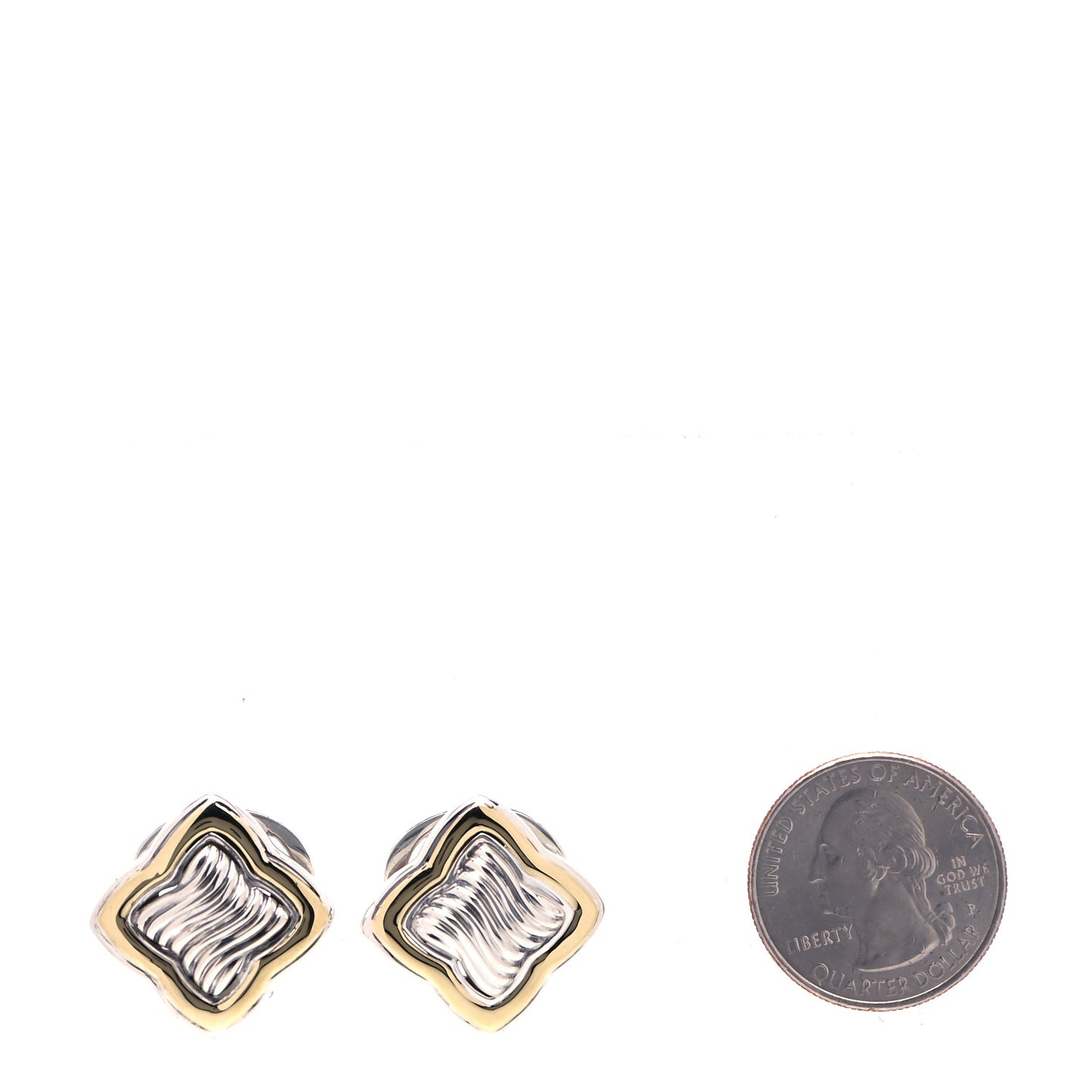 Sterling Silver 18K Yellow Gold Quatrefoil Earrings