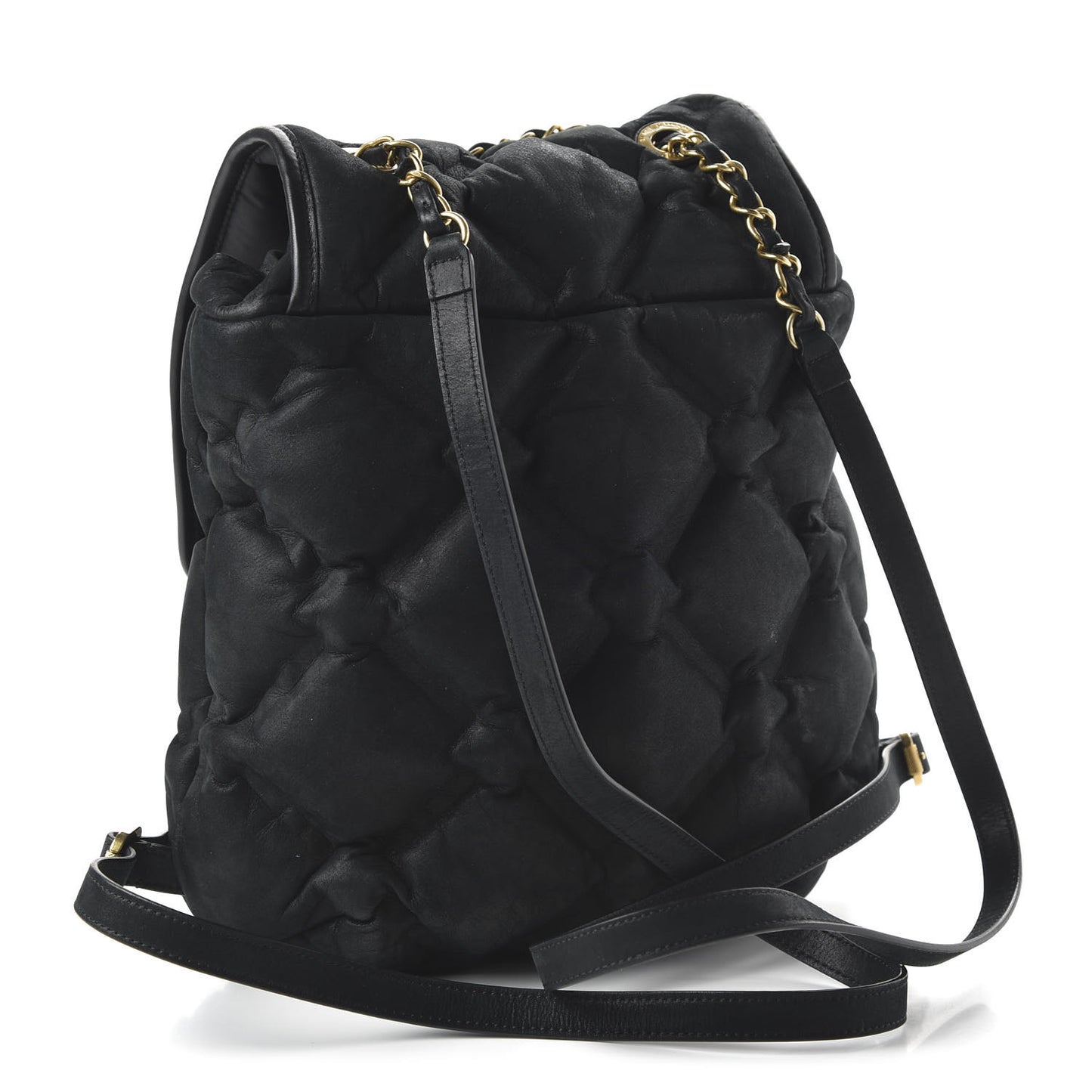 Iridescent Calfskin Quilted Chesterfield Backpack Black