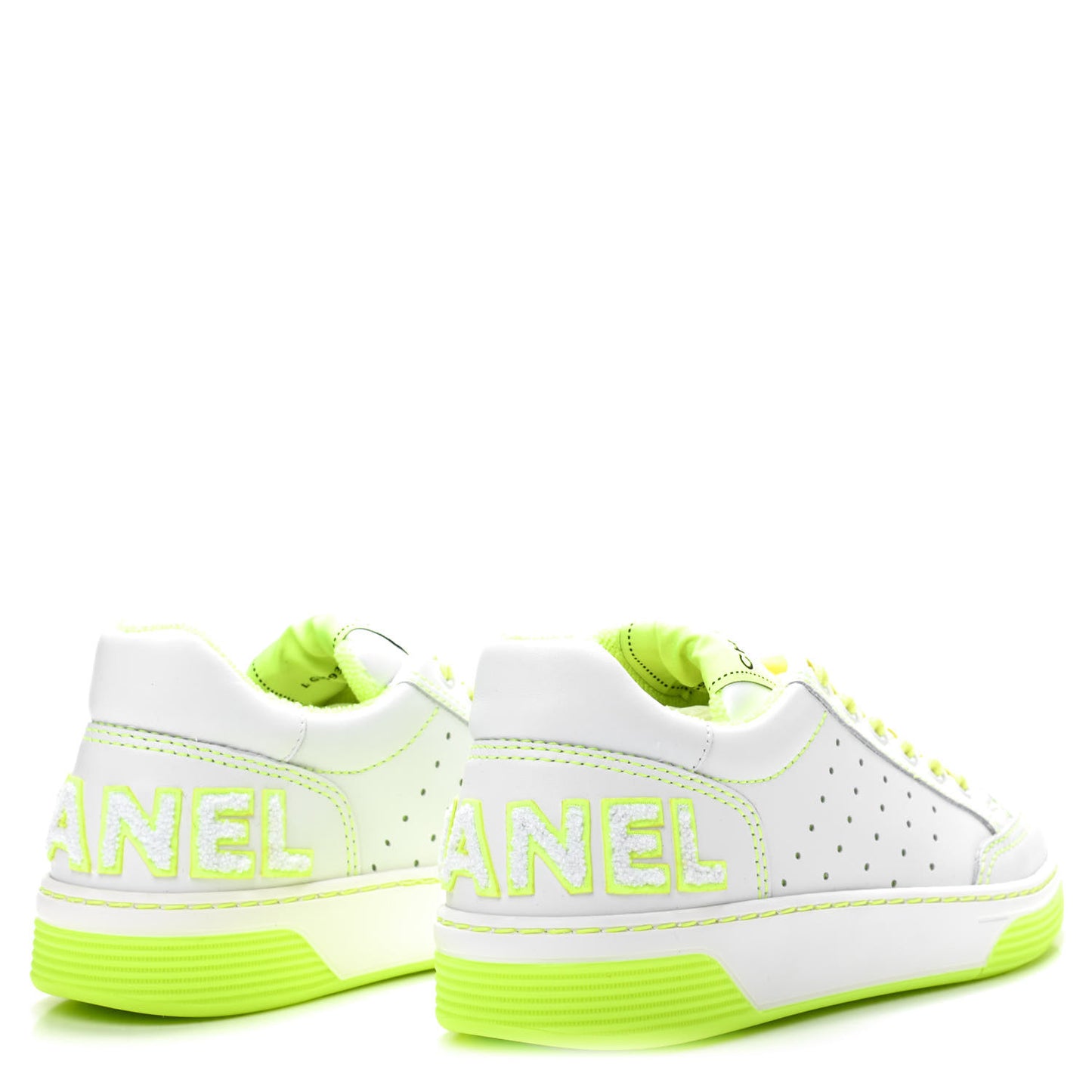 Calfskin Womens Logo Sneakers 36.5 White Yellow