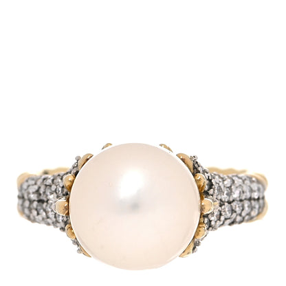 David Yurman 18K Yellow Gold Diamond Pearl Starburst Ring 51 5.75 1 of 5