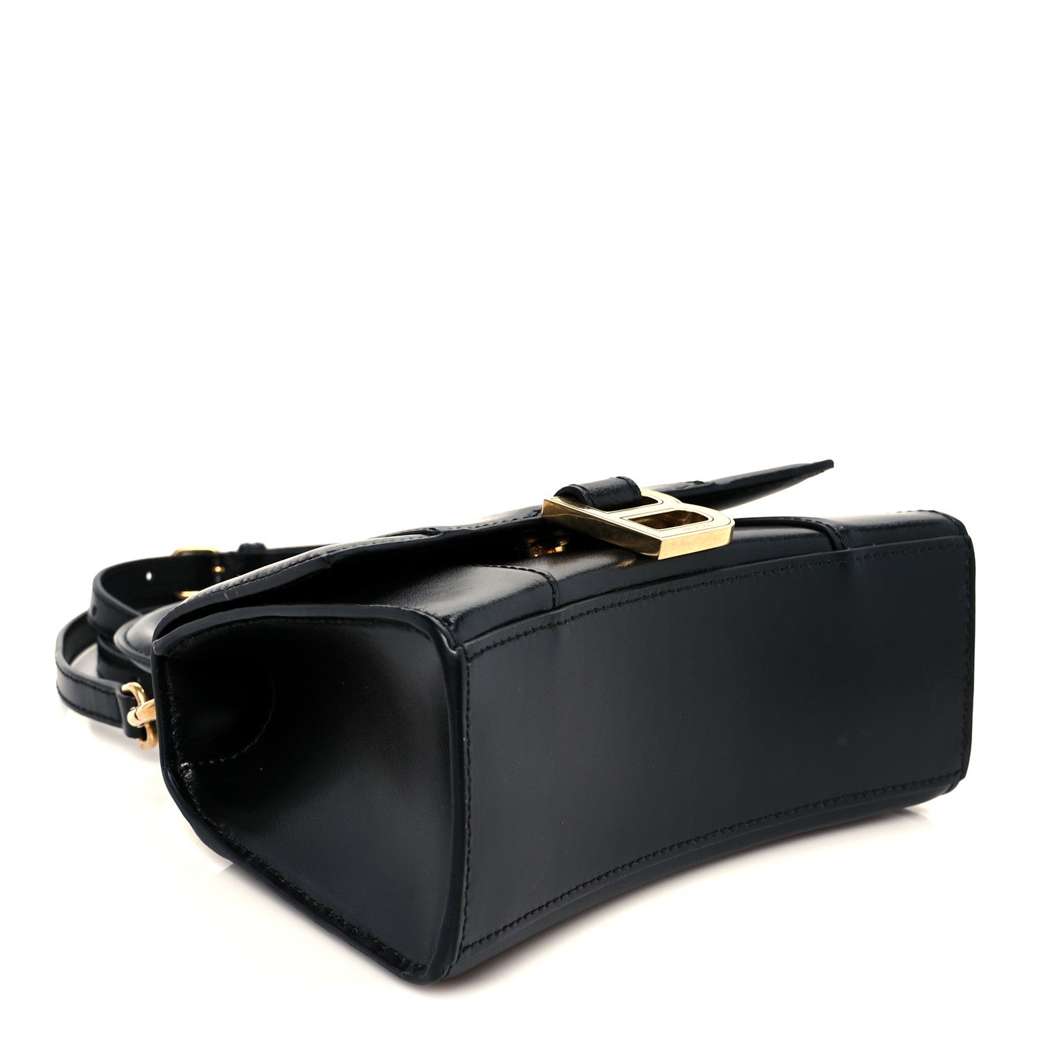 Balenciaga Shiny Box Calfskin Hourglass Top Handle Bag XS Black 4 of 11