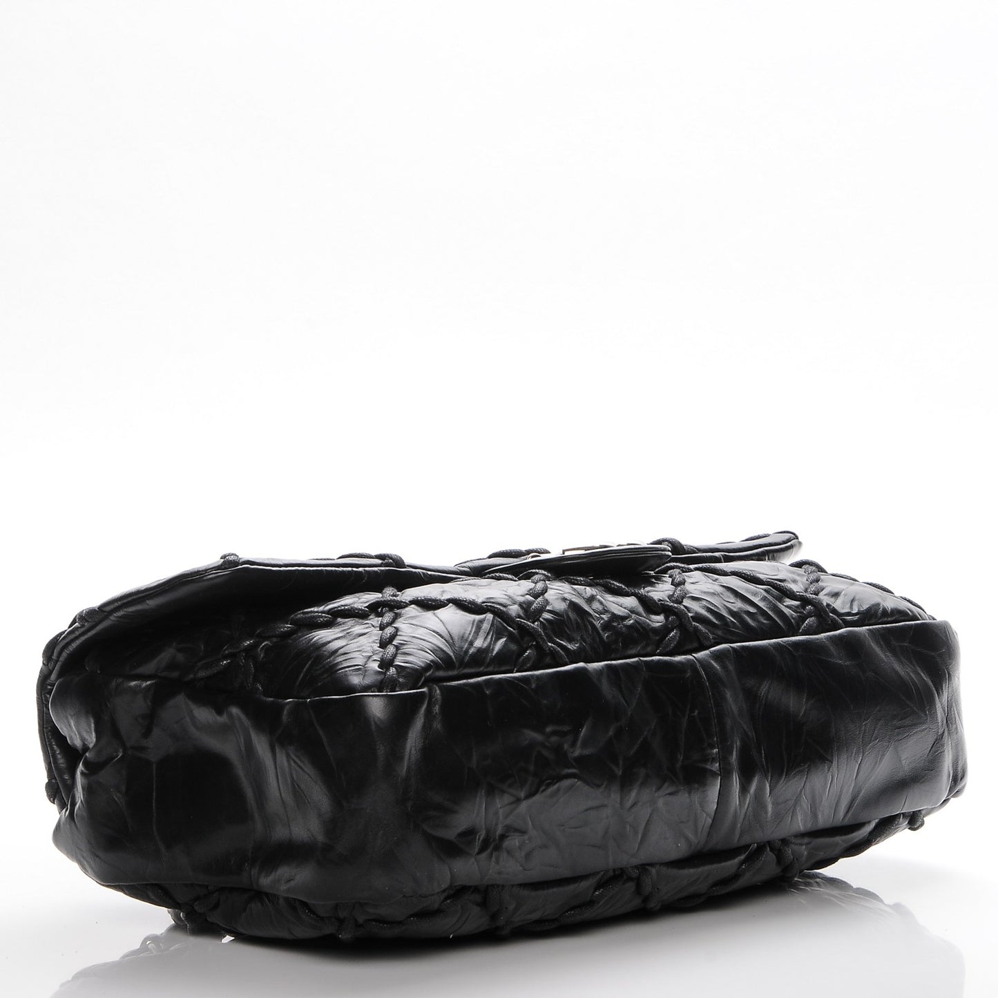 Calfskin Ultra Stitch Oversize Flap Black
