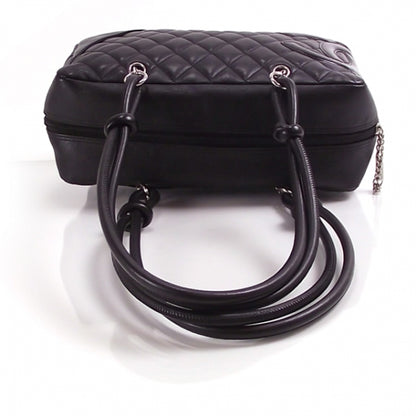 Chanel Calfskin Quilted Large Cambon Bowler Black White 6 of 12