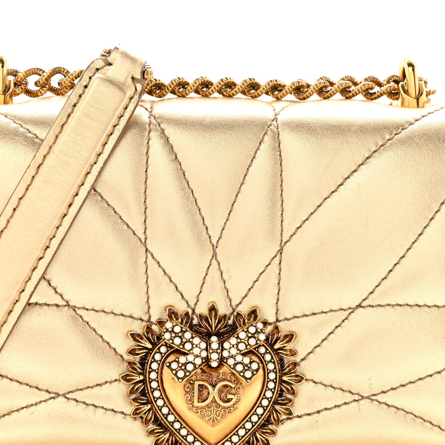 Metallic Nappa Quilted Mini Devotion Crossbody Bag Gold