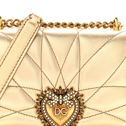 Dolce & Gabbana Metallic Nappa Quilted Mini Devotion Crossbody Bag Gold 7 of 16