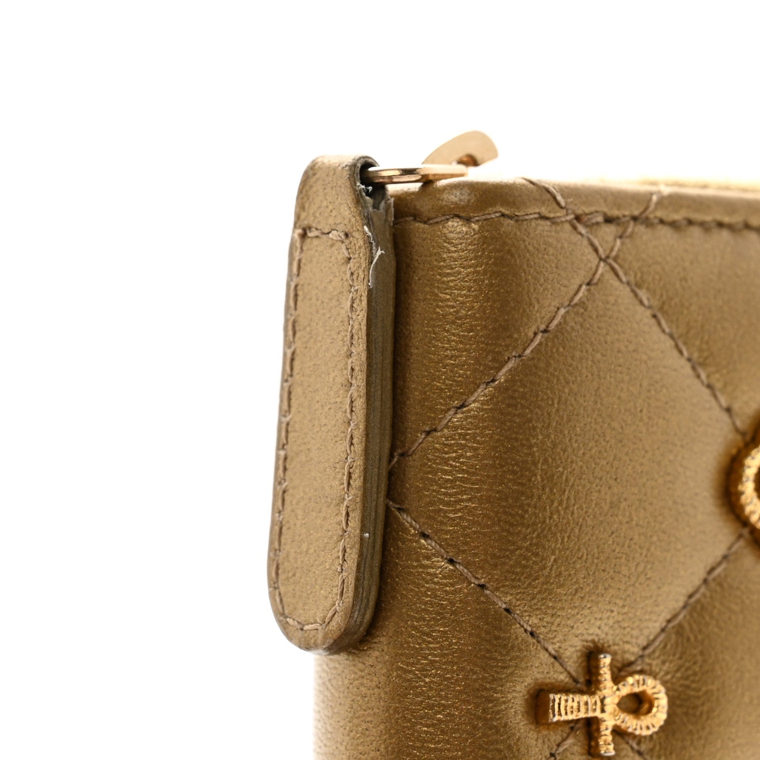 Chanel Metallic Lambskin Egyptian Amulet Zip Coin Purse Gold 8 of 9