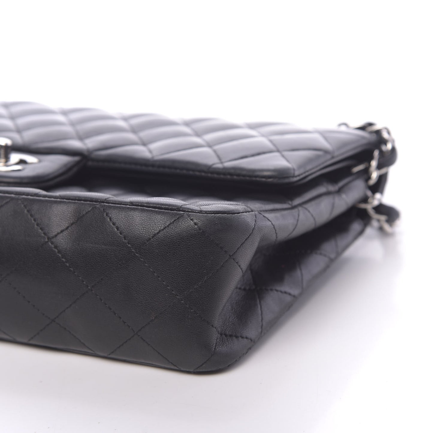 Lambskin Quilted Medium Double Flap Black