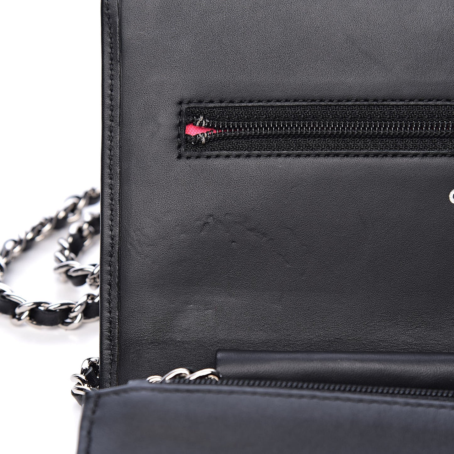 Calfskin Quilted Cambon Wallet On Chain WOC Black