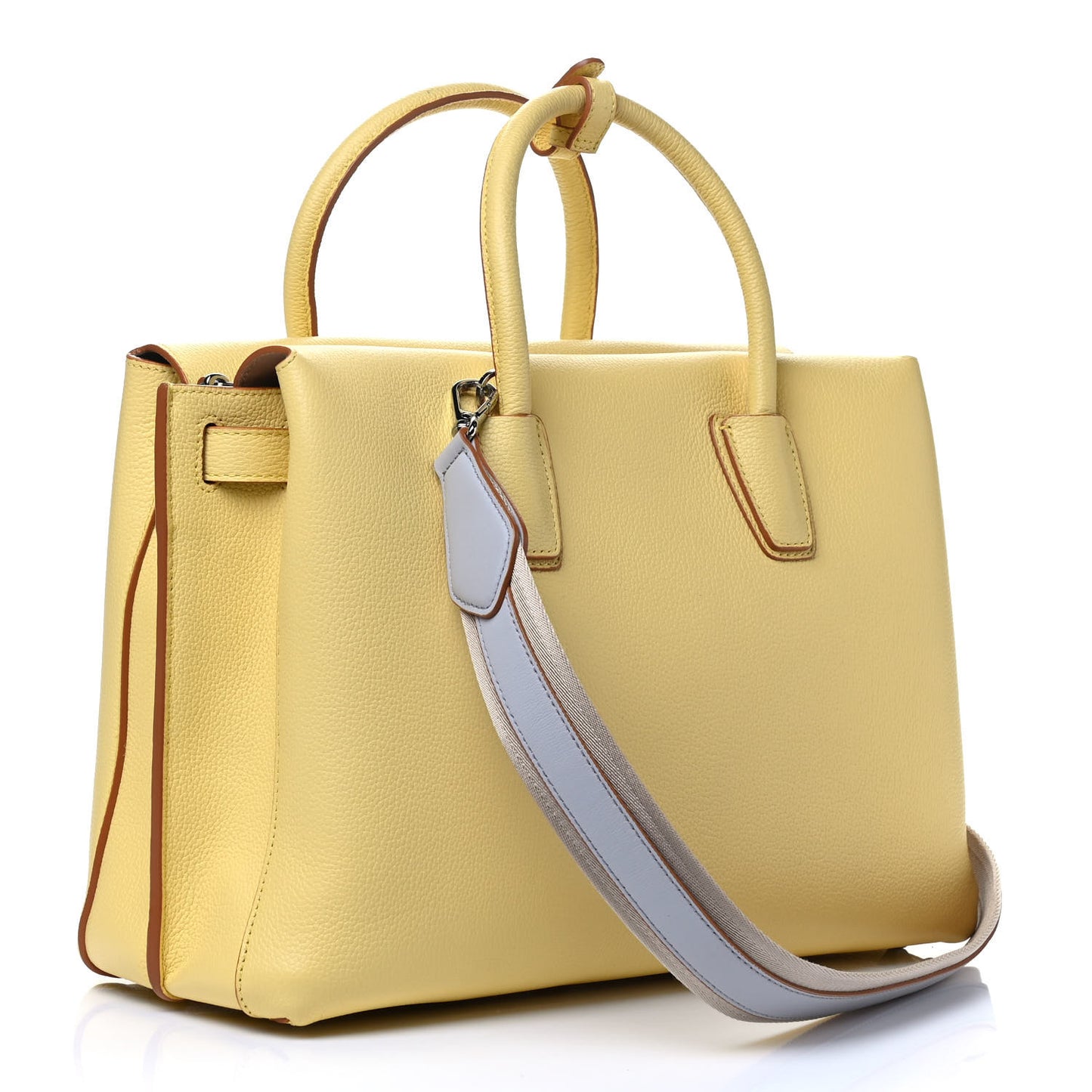 Grained Calfskin Medium Milla Tote Custard Yellow