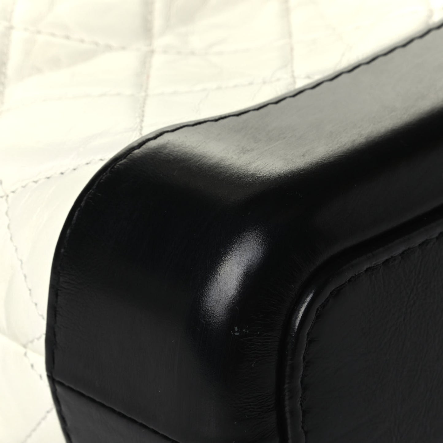 Aged Calfskin Quilted Small Gabrielle Hobo Black White
