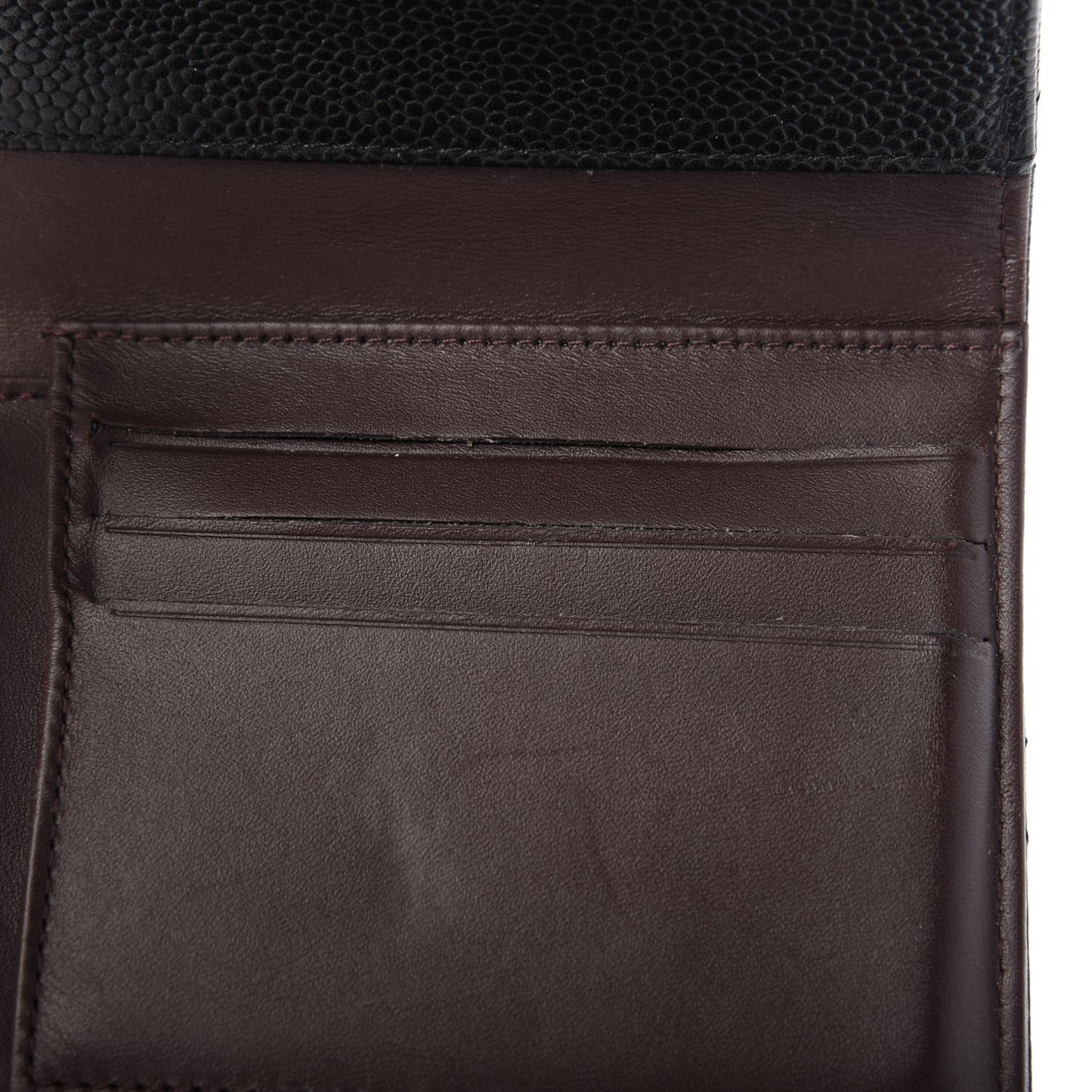 Caviar Quilted Compact Flap Wallet Black