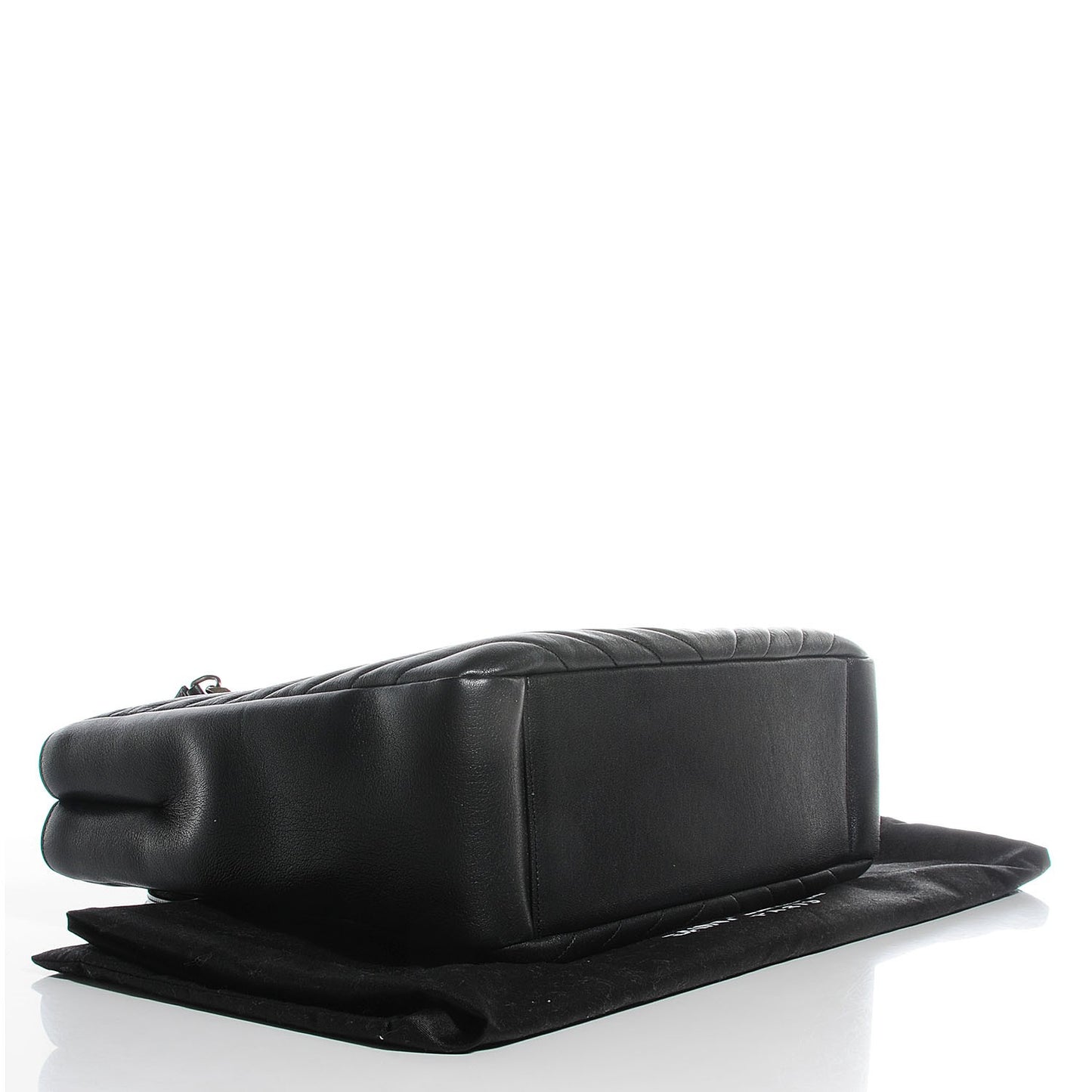 Sheepskin Matelasse Chevron Large Monogram Shopper Black