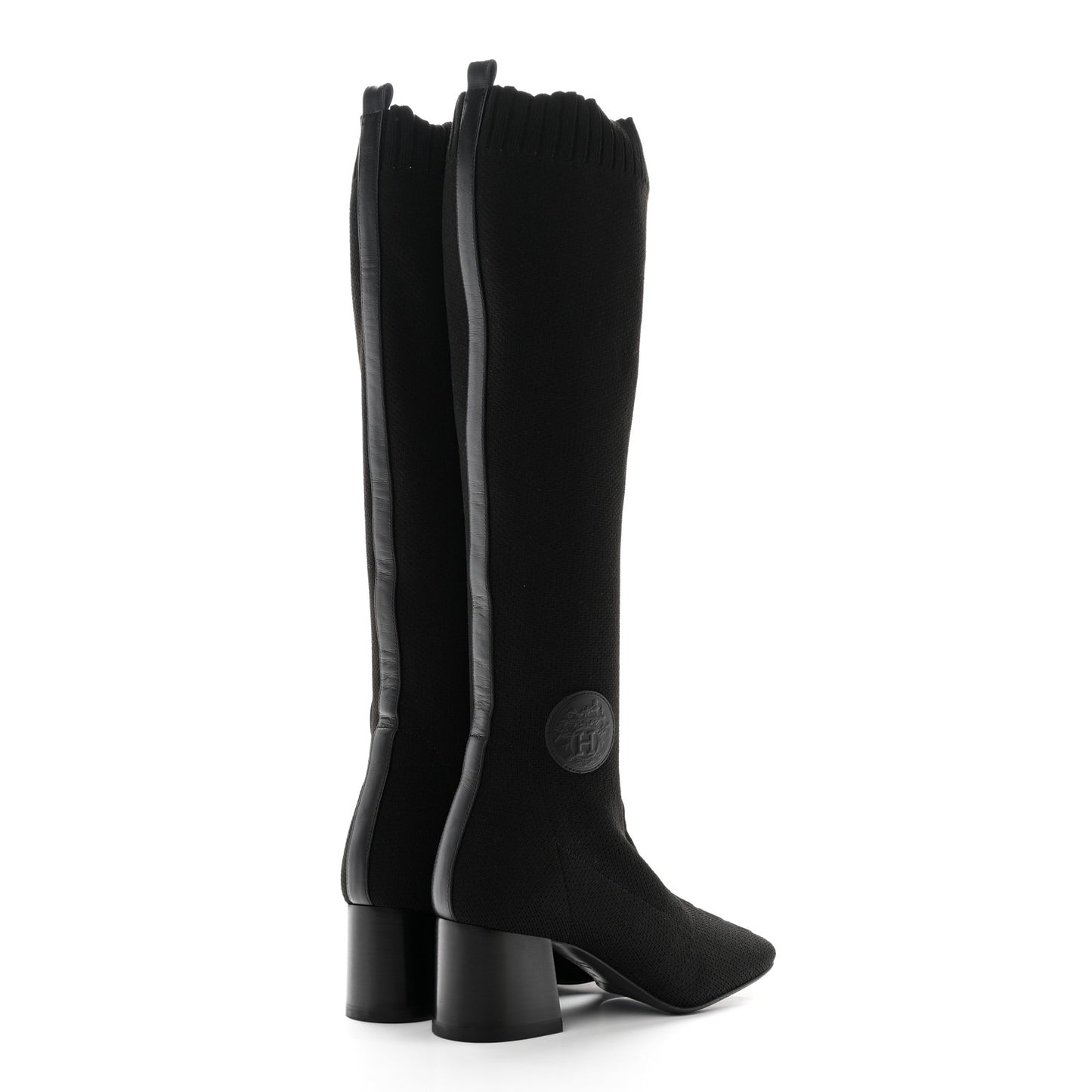 Knit Calfskin Fontaine 60 Boots 36 Black