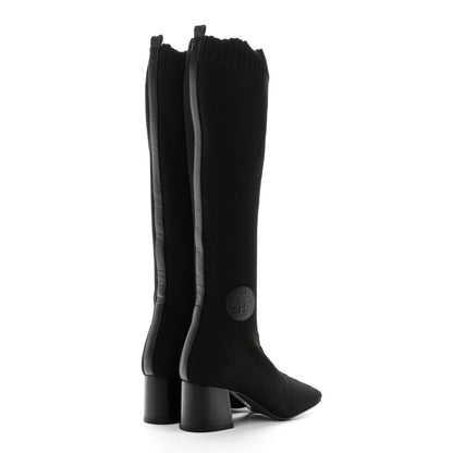 Hermes Knit Calfskin Fontaine 60 Boots 36 Black 4 of 14