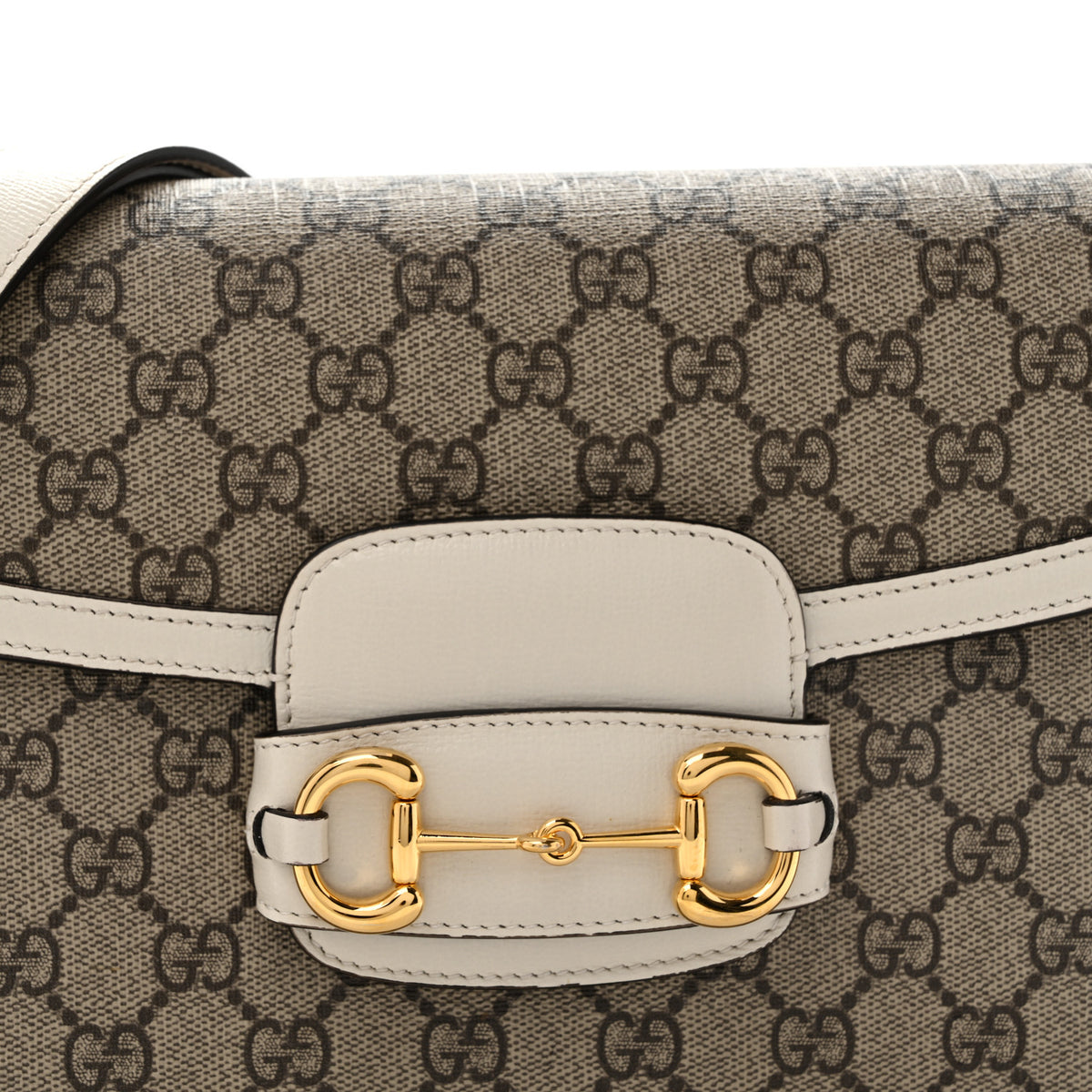 GG Supreme Monogram Horsebit 1955 Shoulder Bag Beige Mystic White