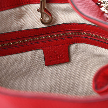 Gucci Pebbled Calfskin Medium Soho Chain Shoulder Bag Tabasco Red 8 of 10