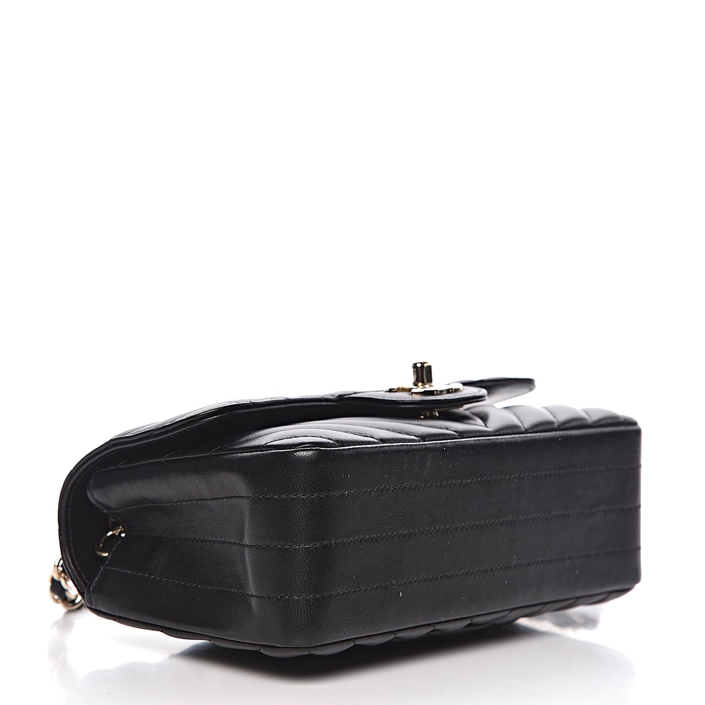 Lambskin Chevron Quilted Mini Rectangular Flap Black
