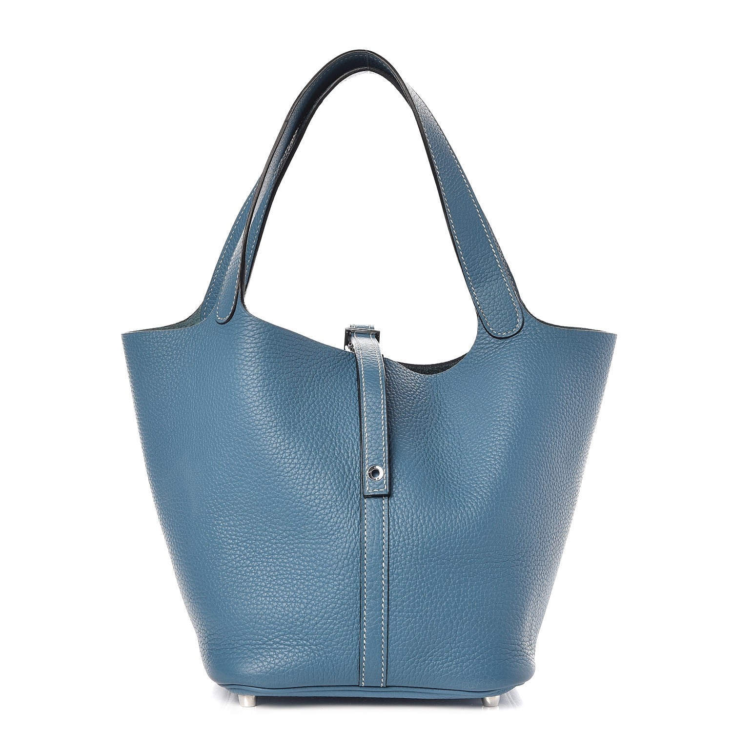 Hermes Taurillon Clemence Picotin Lock 22 MM Blue Jean 1 of 7