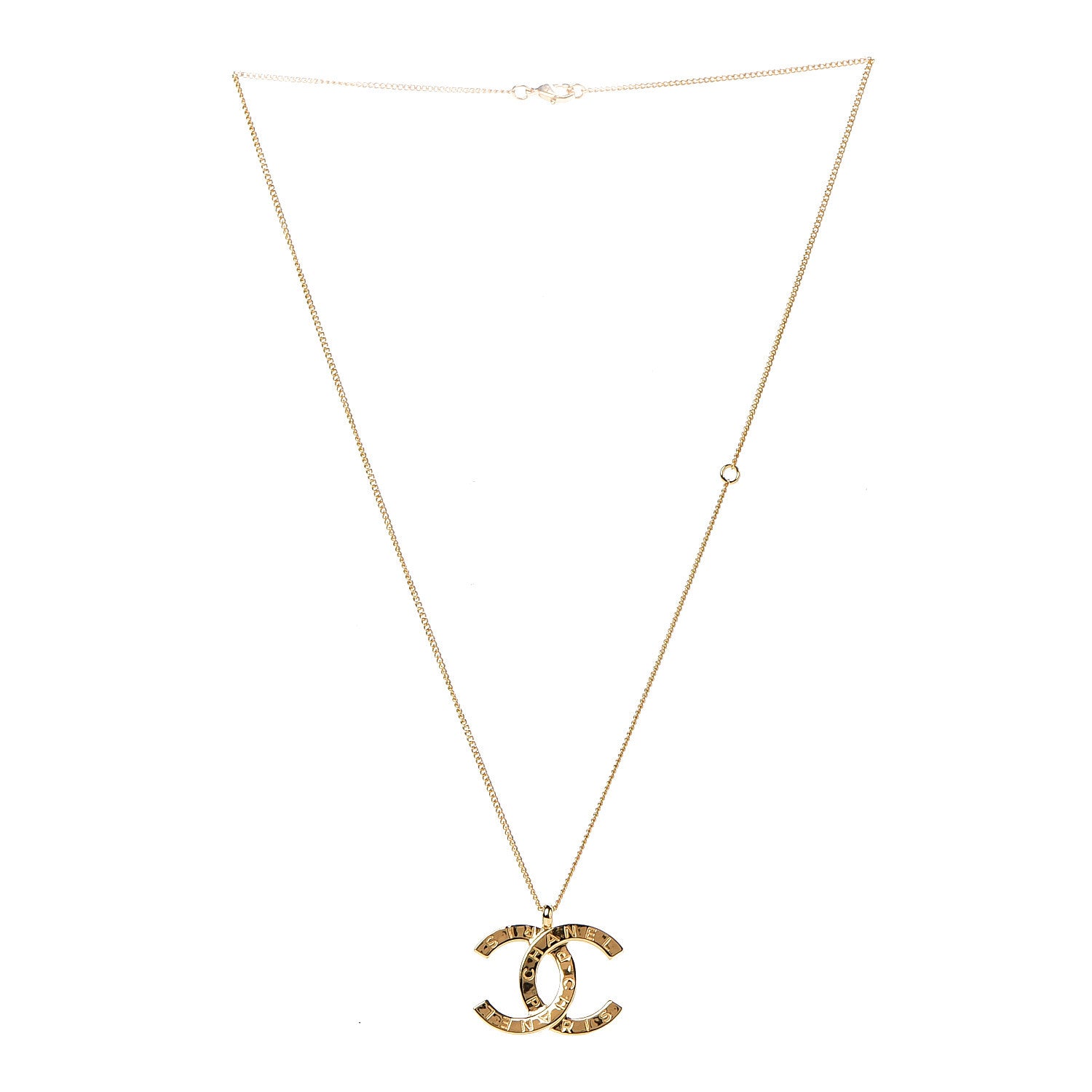 Chanel Metal CC Paris Button Necklace Gold 2 of 4