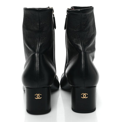 Chanel Stretch Lambskin Patent Calfskin Cap Toe CC Short Boots 41 Black 5 of 8