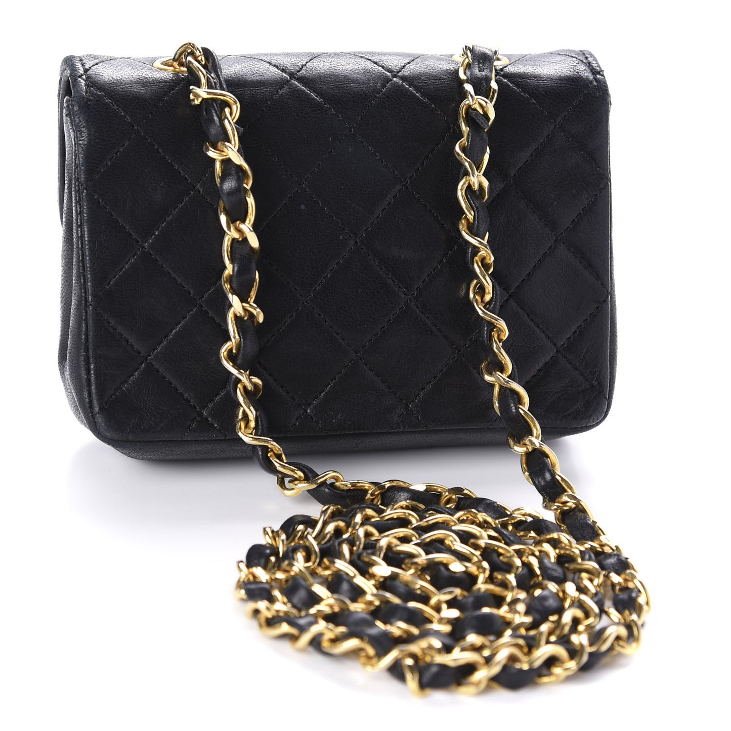 Lambskin Quilted Micro Mini Flap Bag Black