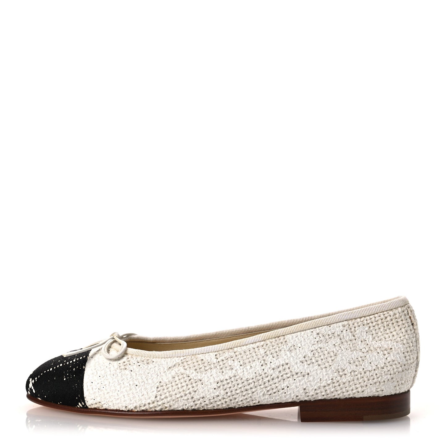 Tweed Cap Toe Ballet Flats 37 White Black