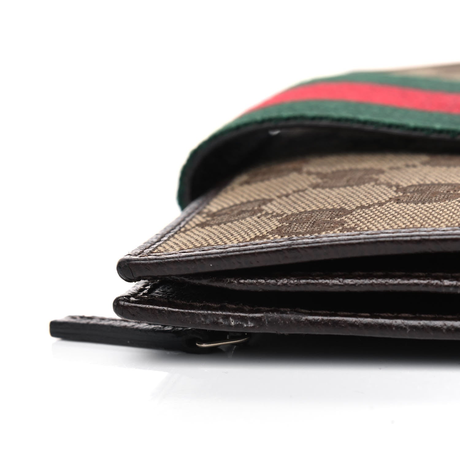 Gucci Monogram Calfskin Ladies Web Continental Wallet Beige Ebony Cocoa 6 of 7