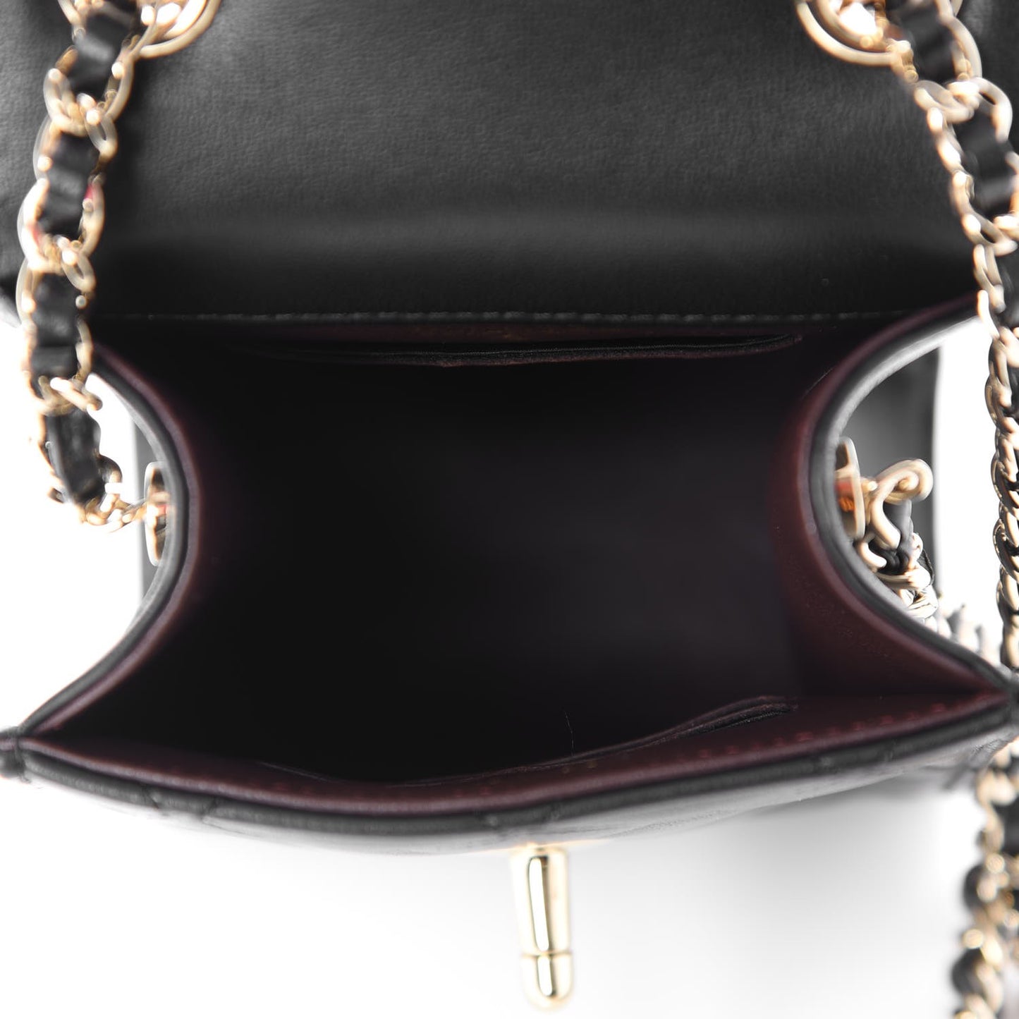 Lambskin Quilted Extra Mini Wallet On Chain WOC Black