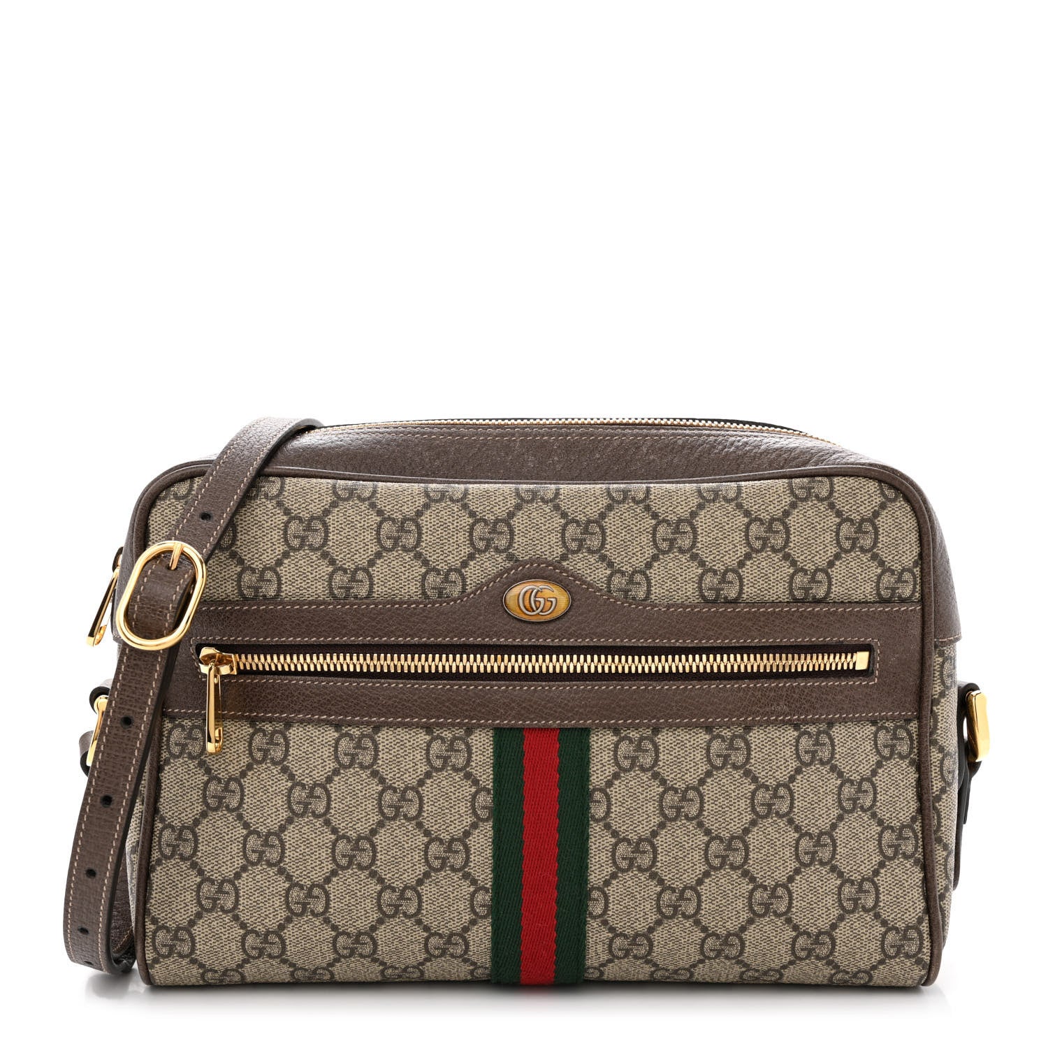 Gucci GG Supreme Monogram Web Small Ophidia Shoulder Bag Brown 1 of 14