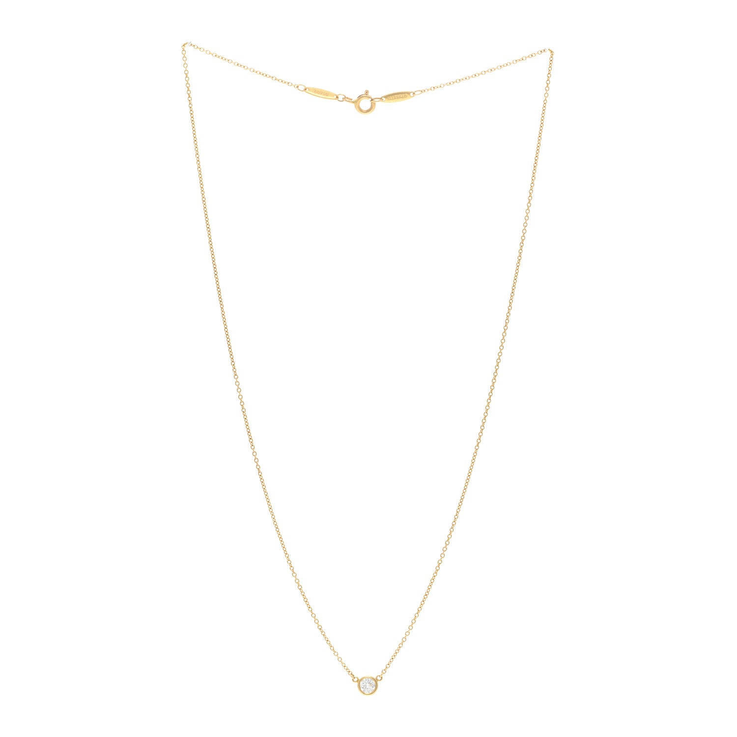 Tiffany 18K Yellow Gold Diamond .21ct Elsa Peretti Diamonds by the Yard Pendant Necklace 3 of 5