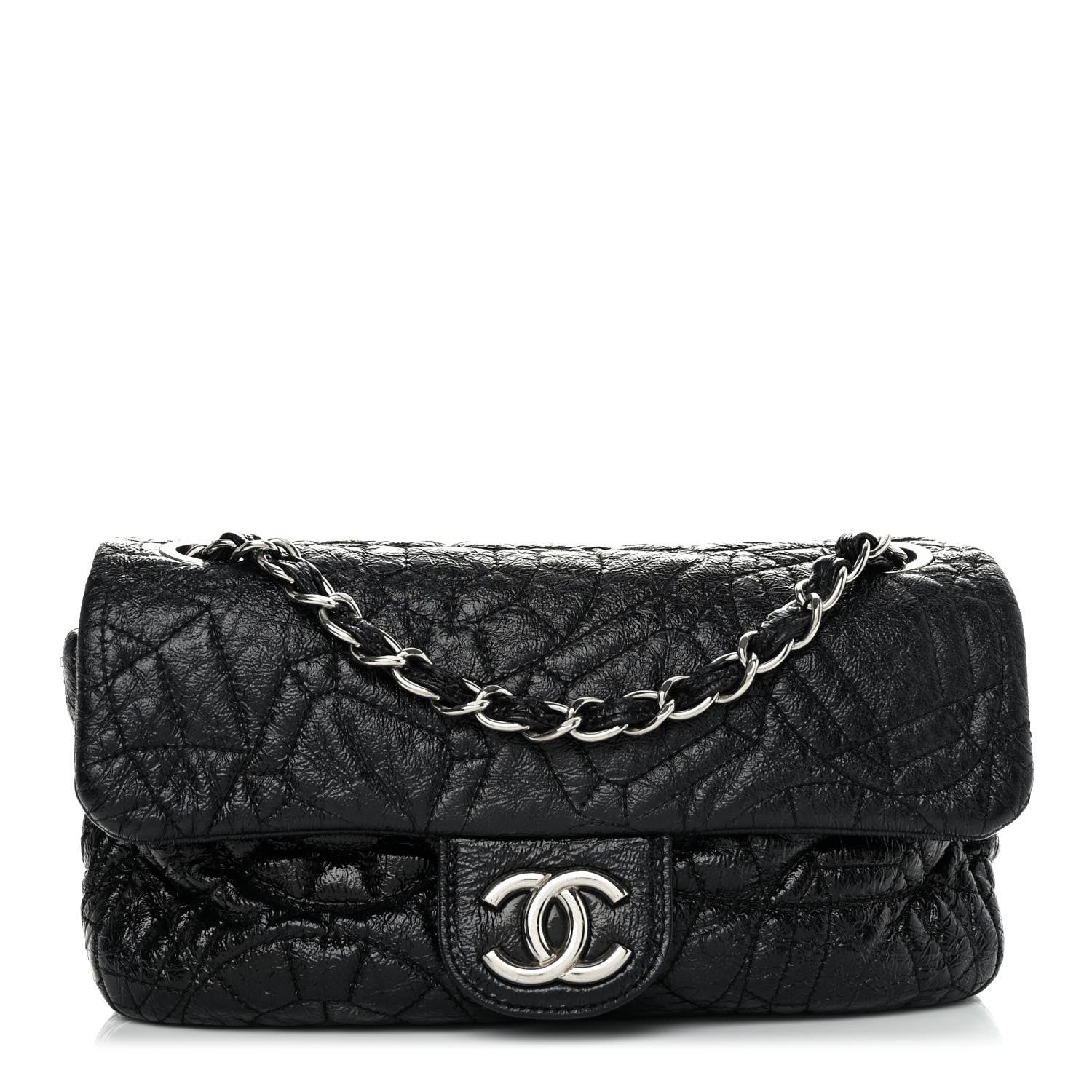 Chanel Vinyl Small Graphic Edge Flap Black 2 of 9
