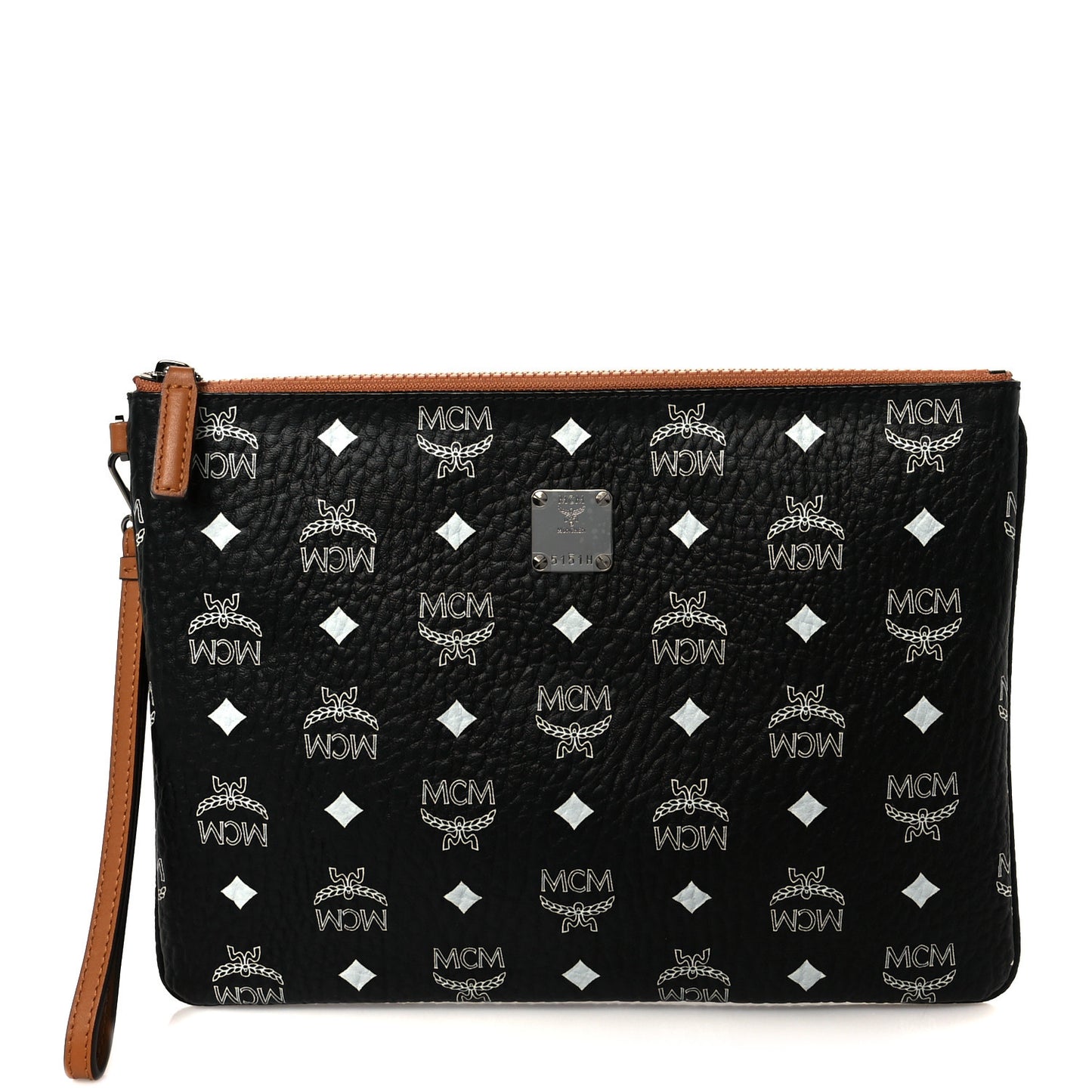 Visetos Medium Stark Wristlet Pouch Black Cognac