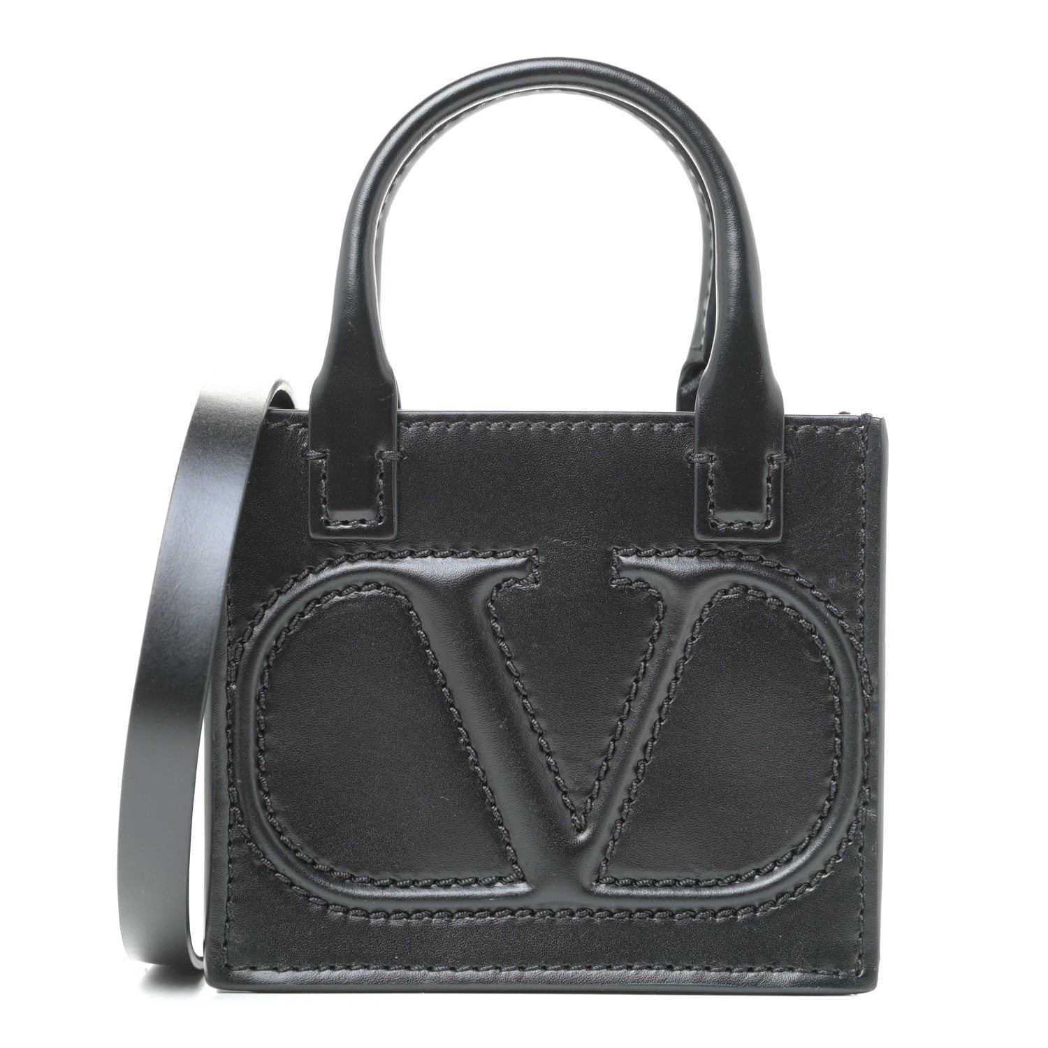Valentino Garavani Calfskin VLogo Micro Walk Tote Black 1 of 8