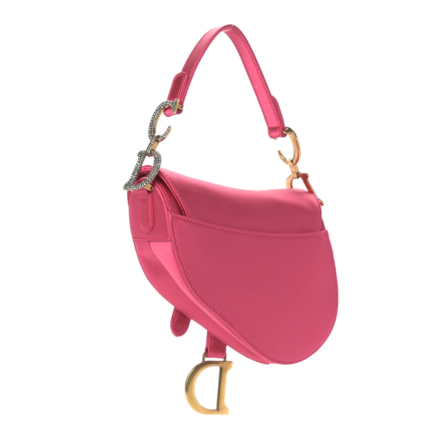 Christian Dior Satin Crystal Mini Saddle Bag Light Shock 3 of 8