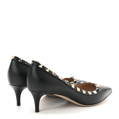 Valentino Garavani Pebbled Calfskin Rockstud 50mm Pumps 35 Black 4 of 10