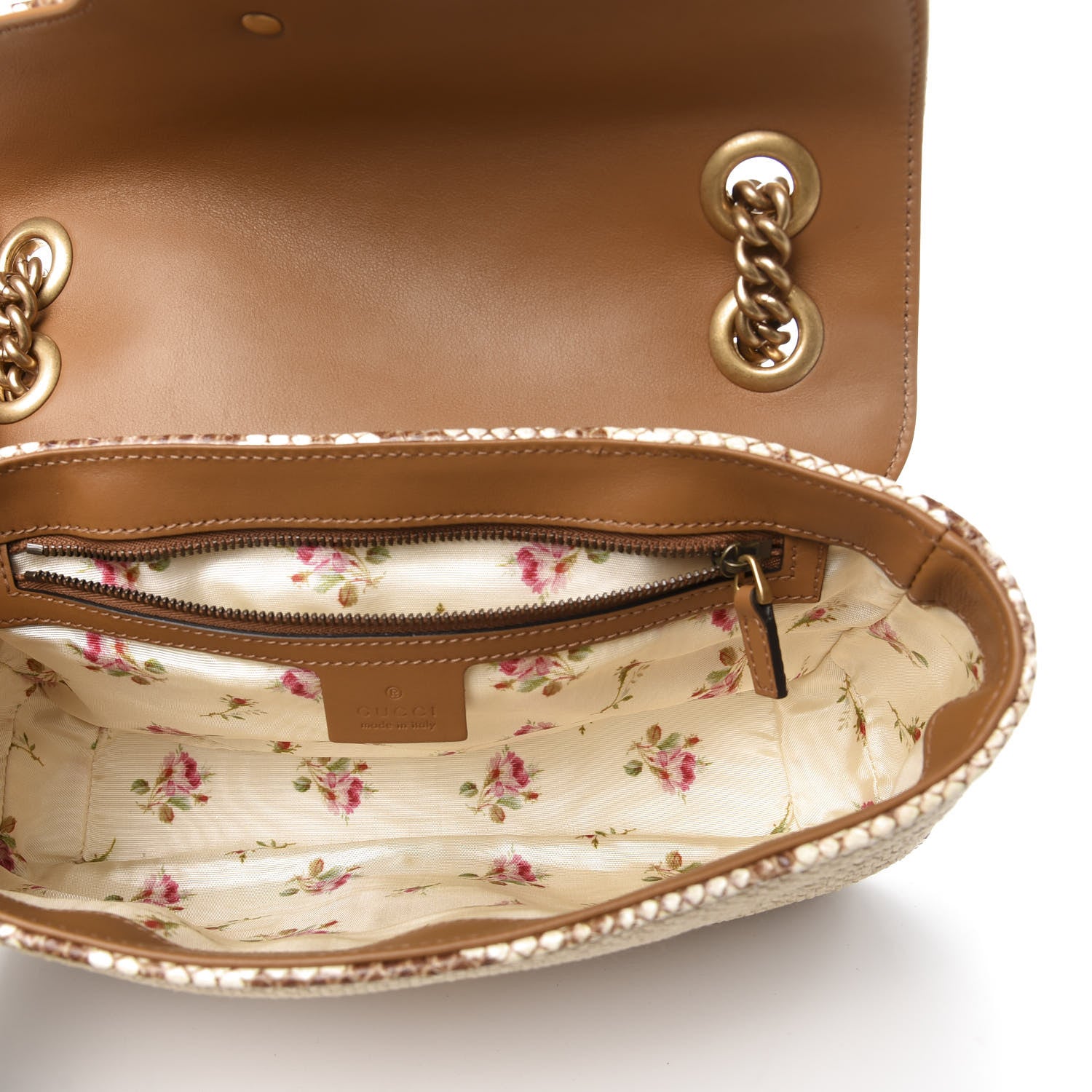 Gucci Raffia Elaphe Matelasse Small GG Marmont Shoulder Bag Natural Cream Brown 5 of 11